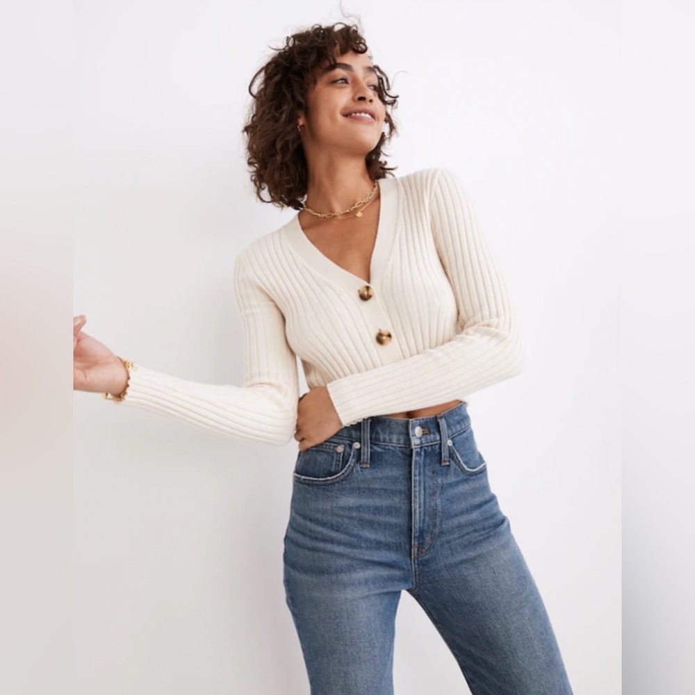 NWT Madewell Brenville Crop Wool Blend Cardigan Sweater